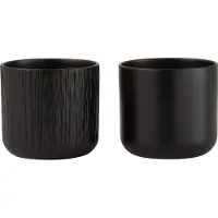 J-Line bloempot Gen - keramiek - zwart - small - 2 stuks - Ø 13 cm