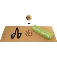 Samarali Groene Yin Yoga Classic Set - Kurk Mat, Bolster & Massagebal - Duurzaam en Comfortabel