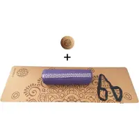 Samarali Purperen Yin Yoga Set Moon - Kurk Mat, Bolster & Massagebal - Ideaal voor Yoga Liefhebbers