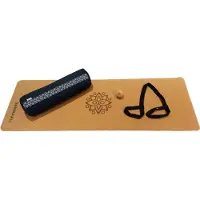 Samarali Marineblauw Yin Yoga Classic Set - Kurk Mat, Bolster & Massagebal - Perfect voor Meditatie