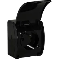 ABC-led Stopcontact opbouw waterproof - Met penaarde - Zwart