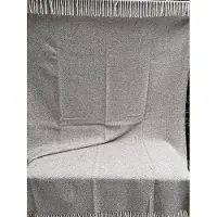 R&D Leder Wollen deken Herringbone - Beige - Plaid - 100% nieuwe wol - zacht - warm - licht - dik - fluffy - 140x200cm