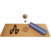 Samarali Denim Blauw Yin Yoga Classic Set - Kurk Mat, Bolster & Massagebal - Natuurlijk en Ethisch