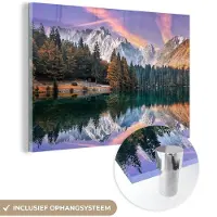 MuchoWow Glasschilderij - Acrylplaat - Natuur - Wolken - Bomen - Sneeuw - Kamer decoratie - Foto op glas - Wanddecoratie - 120x80 cm - Acrylglas - Muurdecoratie - Schilderijen woonkamer