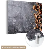 MuchoWow Glasschilderij 120x90 cm - Schilderij acrylglas - Noten - Herfst - Keuken - Industrieel - Foto op glas - Schilderijen