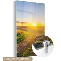 MuchoWow Glasschilderij 120x180 cm - Schilderij acrylglas - Zon - Natuur - Landschap - Foto op glas - Schilderijen