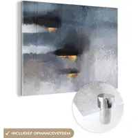 MuchoWow Glasschilderij 160x120 cm - Schilderij acrylglas - Wolken - Gold - Abstract - Foto op glas - Schilderijen