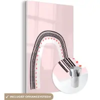 MuchoWow Glasschilderij 20x30 cm - Schilderij acrylglas - Regenboog - Minimalisme - Roze - Foto op glas - Schilderijen