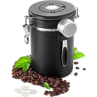 Nibu Vooraadpot - Voorraadpotten pot 1.8L Zwart - Koffiebonen opbergbus Zwart - Luchtdicht - Roestvrijstaal - Inhoud 1.8L