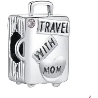 Fler | 925 Sterling Zilver Bedels | Travel With Mom | Past op populaire bedel armbanden (standaard - 3mm) | armbandbedel | Reizen Charm | Moeder