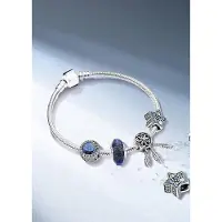 Fler | Bedelarmband met 4 charms | Armband Zilver | Bedelarmband dames zilver | geschikt voor alle populaire bedelcollecties | Vlinder sluiting | Elegante dames armband | Maat 18