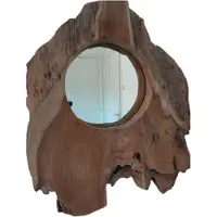 Varios Spiegel - Spiegel wand - Wandspiegel - Teak houten Spiegel - Houten Spiegel - - Spiegel van hout - Spiegel rond - Spiegel wand