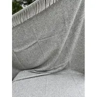 R&D Leder Wollen deken Herringbone Grey - grijs - Plaid - 100% nieuwe wol - zacht - warm - licht - dik - fluffy - 140x200cm