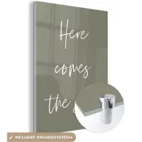 MuchoWow Glasschilderij 30x40 cm - Schilderij acrylglas - Here comes the sun - Quotes - Tekst - Zomer - Tuin - Foto op glas - Schilderijen