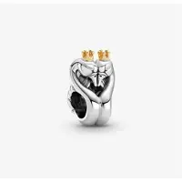 Fler | Bedel | Past op populaire bedel armbanden | armbandbedel | Twee Zwanen | zwaan bedel | Liefde | Kroontjes | Bedel Charm | 925 Sterling Zilver | Goudkleurig | Armband Kraal | Cadeau |