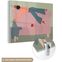 MuchoWow Glasschilderij 80x60 cm - Schilderij acrylglas - Vintage - Vrouwen - Design - Foto op glas - Schilderijen