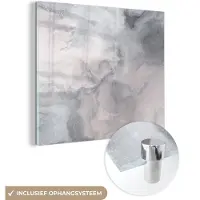 MuchoWow Glasschilderij 20x20 cm - Schilderij acrylglas - Wolken - Abstract - Verf - Foto op glas - Schilderijen