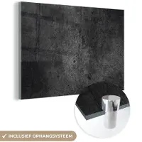 MuchoWow Glasschilderij 120x80 cm - Schilderij acrylglas - Beton - Structuur - Retro - Zwart - Grijs - Rustiek - Foto op glas - Schilderijen