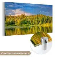 MuchoWow Glasschilderij 40x20 cm - Schilderij acrylglas - Water - Natuur - Bos - Foto op glas - Schilderijen