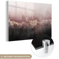 MuchoWow Glasschilderij 180x120 cm - Schilderij acrylglas - Glitter - Goud - Abstract - Foto op glas - Schilderijen