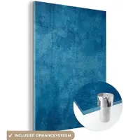 MuchoWow Glasschilderij 90x120 cm - Schilderij acrylglas - Beton - Blauw - Vintage - Structuur - Industrieel - Foto op glas - Schilderijen