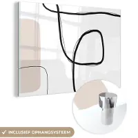 MuchoWow Glasschilderij 30x20 cm - Schilderij acrylglas - Abstract - Pastel - Minimalisme - Foto op glas - Schilderijen