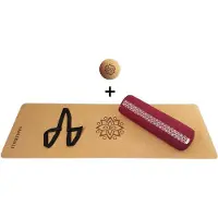 Samarali Rode Yin Yoga Classic Set - Kurk Mat, Bolster & Massagebal - Ideaal voor Yoga