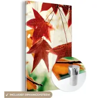 MuchoWow Glasschilderij 20x30 cm - Schilderij acrylglas - Herfstbladeren - November - Natuur - Bomen - Foto op glas - Schilderijen