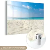 MuchoWow Glasschilderij 180x120 cm - Schilderij acrylglas - Strand - Licht - Zon - Foto op glas - Muurdecoratie woonkamer - Wanddecoratie slaapkamer - Schilderijen
