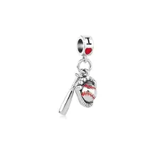 Fler Bedel | Honkbal Hangbedel | Basebal | Softbal | Hangbedel Charm | 925 sterling zilver | Rood Emaille | Meerkleurig | Armband Kraal | Verjaardagscadeau | Geschenk | Teamkado