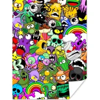 PosterMonkey Poster Neon - Patronen - Grappig - Monsters - Regenboog - Kinderen - 90x120 cm