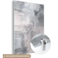 MuchoWow Glasschilderij 60x80 cm - Schilderij acrylglas - Wolken - Abstract - Verf - Foto op glas - Schilderijen