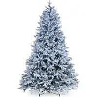 National Tree Company Snowy Hamilton kunstkerstboom - 228 cm - groen - Ø 152 cm - 4.598 tips - 750 ledlampjes - besneeuwd - metalen voet