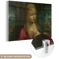 MuchoWow Glasschilderij 180x120 cm - Schilderij acrylglas - The virgin and child - Leonardo da Vinci - Foto op glas - Schilderijen