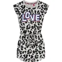 Quapi T-shirtjurk Aafje met all over print en ceintuur wit/zwart/blauw Wit/zwart/blauw 92