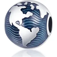 Fler | 925 Sterling Zilver Bedel | Wereldbol | Past op populaire bedel armbanden (standaard - 3mm) | armbandbedel | Bedels Charms Beads