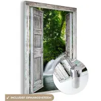 MuchoWow Glasschilderij 90x120 cm - Schilderij acrylglas - Waterval - Doorkijk - Landschap - Foto op glas - Muurdecoratie woonkamer - Wanddecoratie slaapkamer - Schilderijen