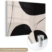 MuchoWow Glasschilderij 30x20 cm - Schilderij acrylglas - Pastel - Zwart - Minimalisme - Foto op glas - Schilderijen