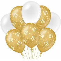 Paper Dreams Paperdreams 18 jaar leeftijd thema Ballonnen - 24x - goud/wit - Verjaardag feestartikelen