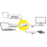 Roline USB-C naar DVI, USB-A en USB-C PD adapter met DP Alt Mode (1920 x 1200) / wit - 0,10 meter