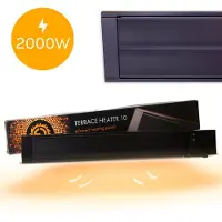 Ecosun Luxe Heater Terrasverwarmer - Elektrische Verwarming - 2000W - Infrarood Verwarmingspaneel - Aluminium - Hangend - Zwart
