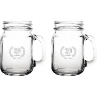 Fusion Gegraveerde set Drinkglazen 45cl Opa + Oma 20 jaar getrouwd