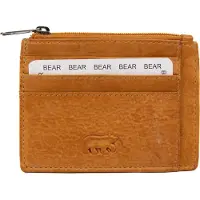 Bear design Felix Leren Pasjeshouder met Ritsvak - Okergeel