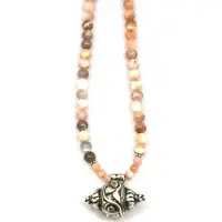 Heaven Eleven sunstone kralenketting met speksteen en opvallende zilverkleurige kraal