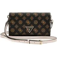 GUESS Noelle Mini Crossbody Flap Tas Dames Zwart/Bruin - Maat One Size - Kleur: ZwartBruin | Soccerfanshop