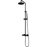 Brauer Black Edition opbouw regendoucheset met staafhanddouche en hoofddouche 20cm zwart mat