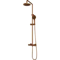 Brauer Copper Edition opbouw thermostatische regendouche SET 02 met 20 cm douchekop en 3-standen handdouche en doucheslang koper geborsteld PVD