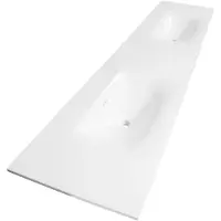 Brauer Glacier Dubbele Meubelwastafel 198,7x46cm Fine Stone - Glans Wit - Zonder Kraangaten - Rechthoekig - Wastafels - Meubelwastafels