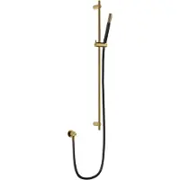 Hotbath Glijstangset Archie met Wanduitlaat Doucheslang 150 CM Staafhanddouche Geborsteld Messing PVD