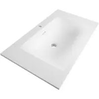 Brauer Glacier wastafel - 80x46x2cm - 1 wasbak - 1 kraangat- fine stone - mat wit WT-GL801MW